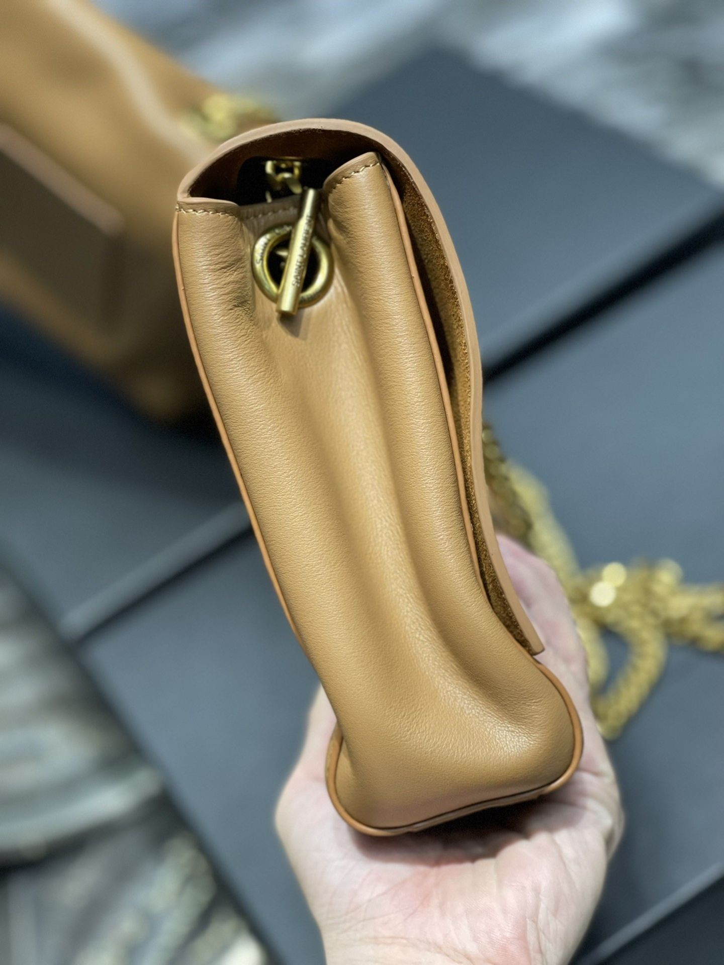 Y*L kate reversible suede and leather shoulder bag 28.5x20x6cm