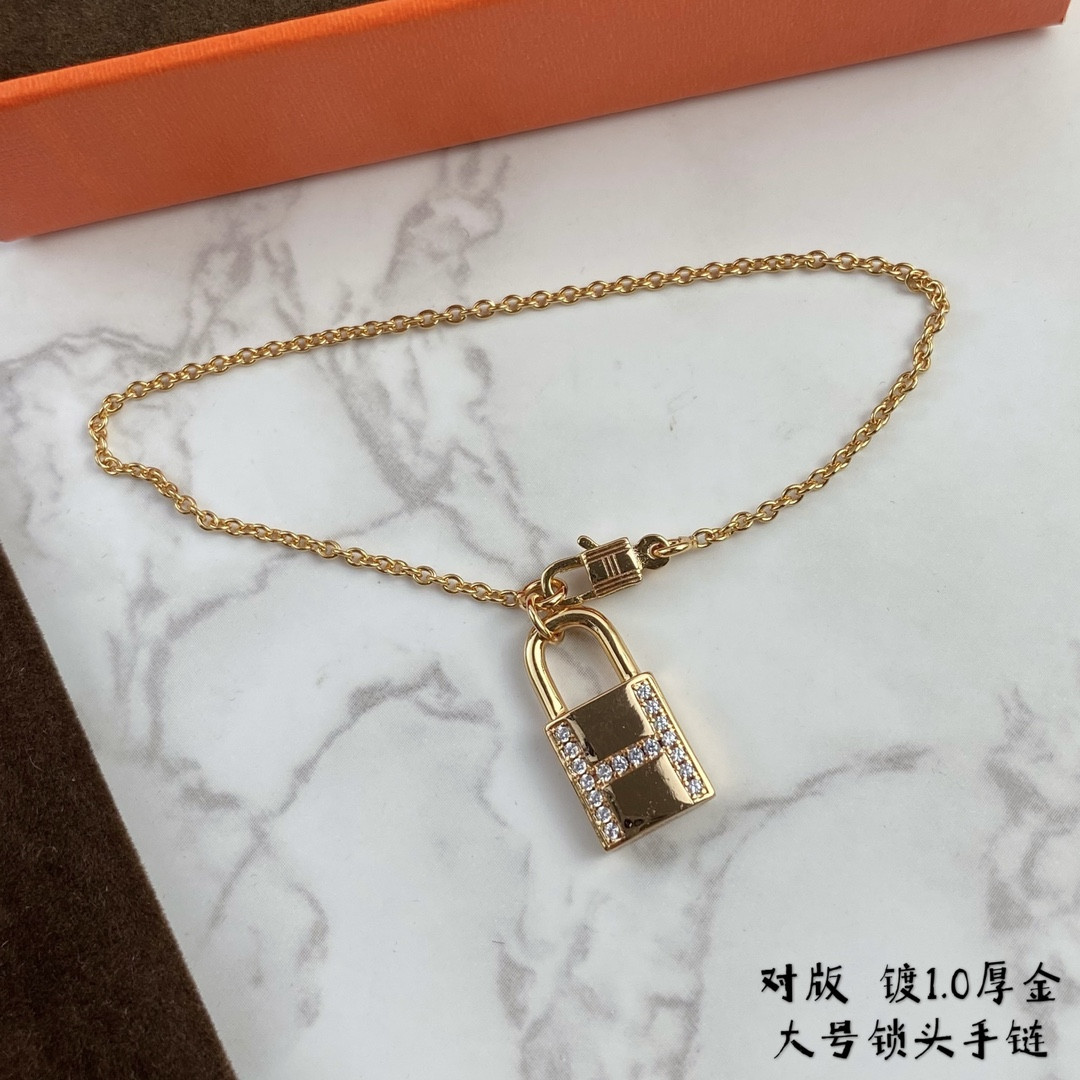H**mes large padlock bracelet