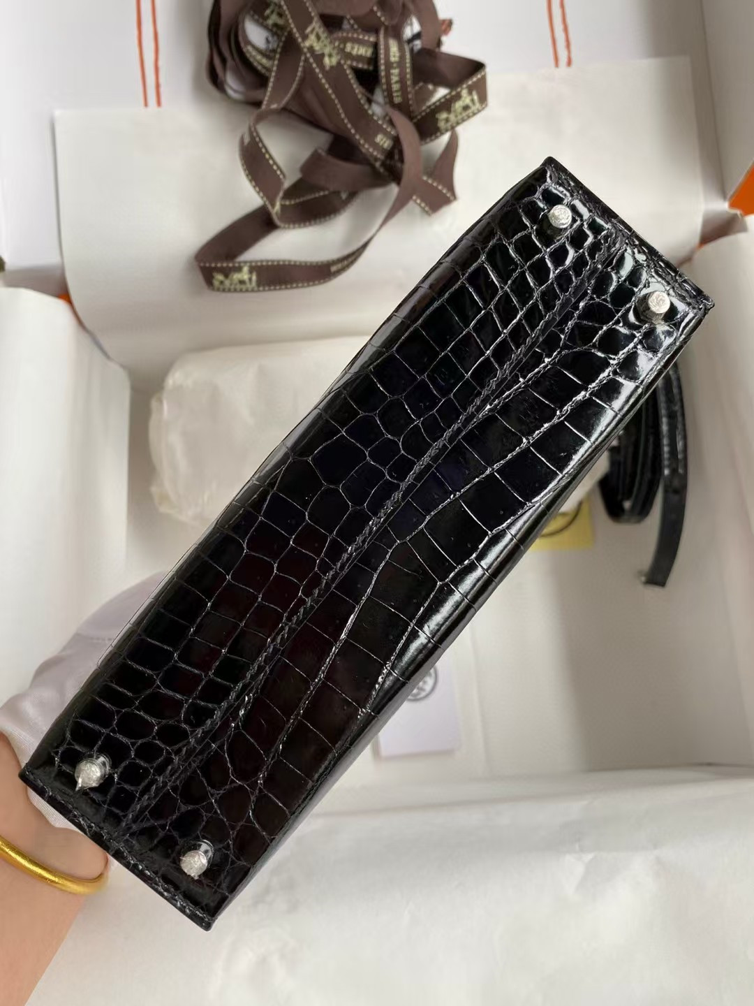 Hermès Mini Kelly 19 19×6×12CM Real Alligator Leather with the Alligator Stamp (Customized, no exchange no return, about 20 days)