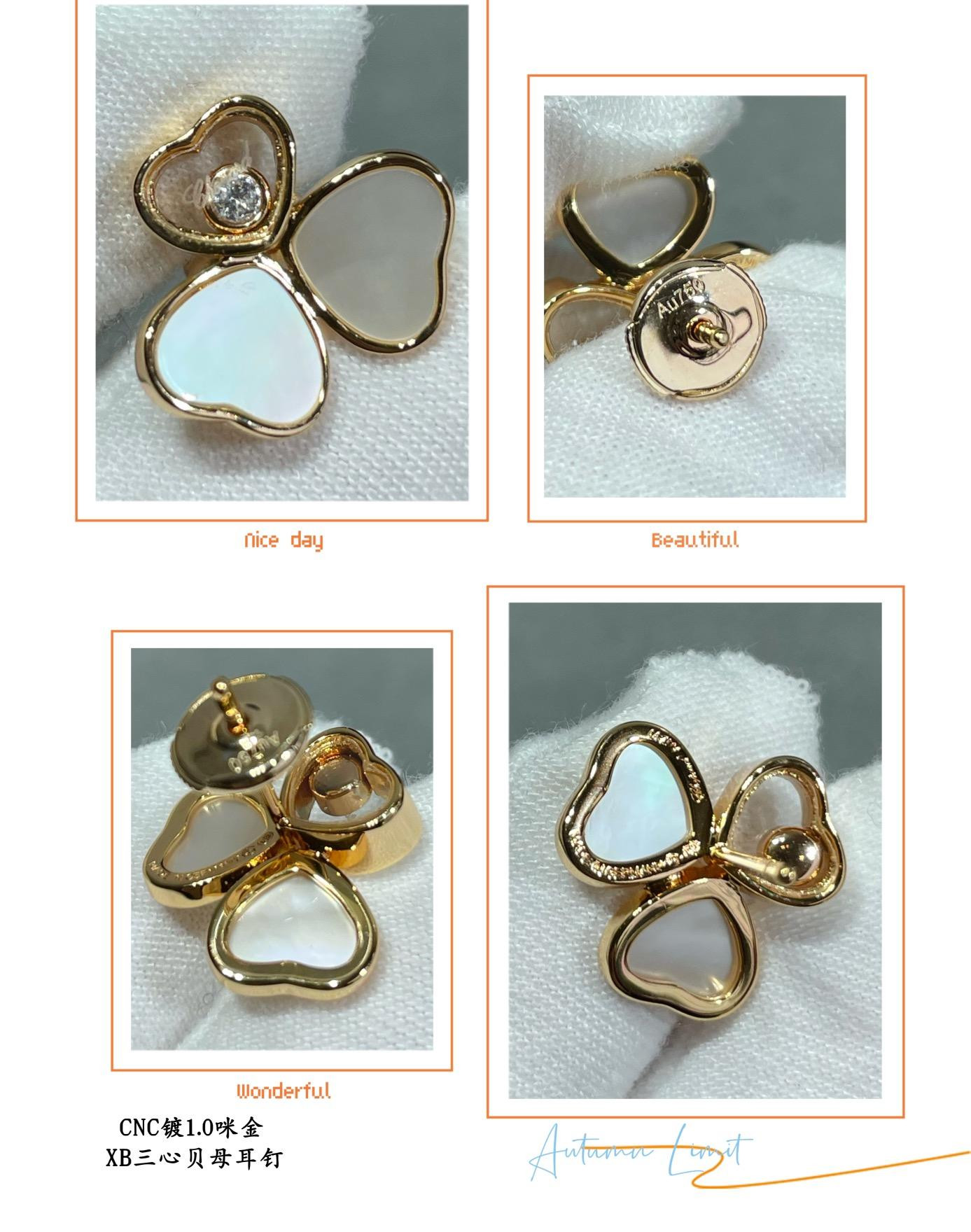 Chopard Three Heart Mother of Pearl Earrings