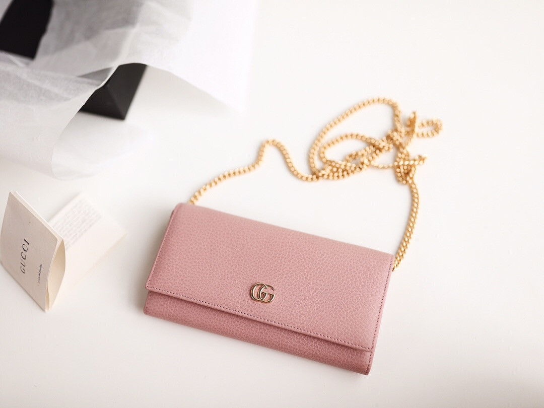 G*u*i gg marmont leather chain wallet