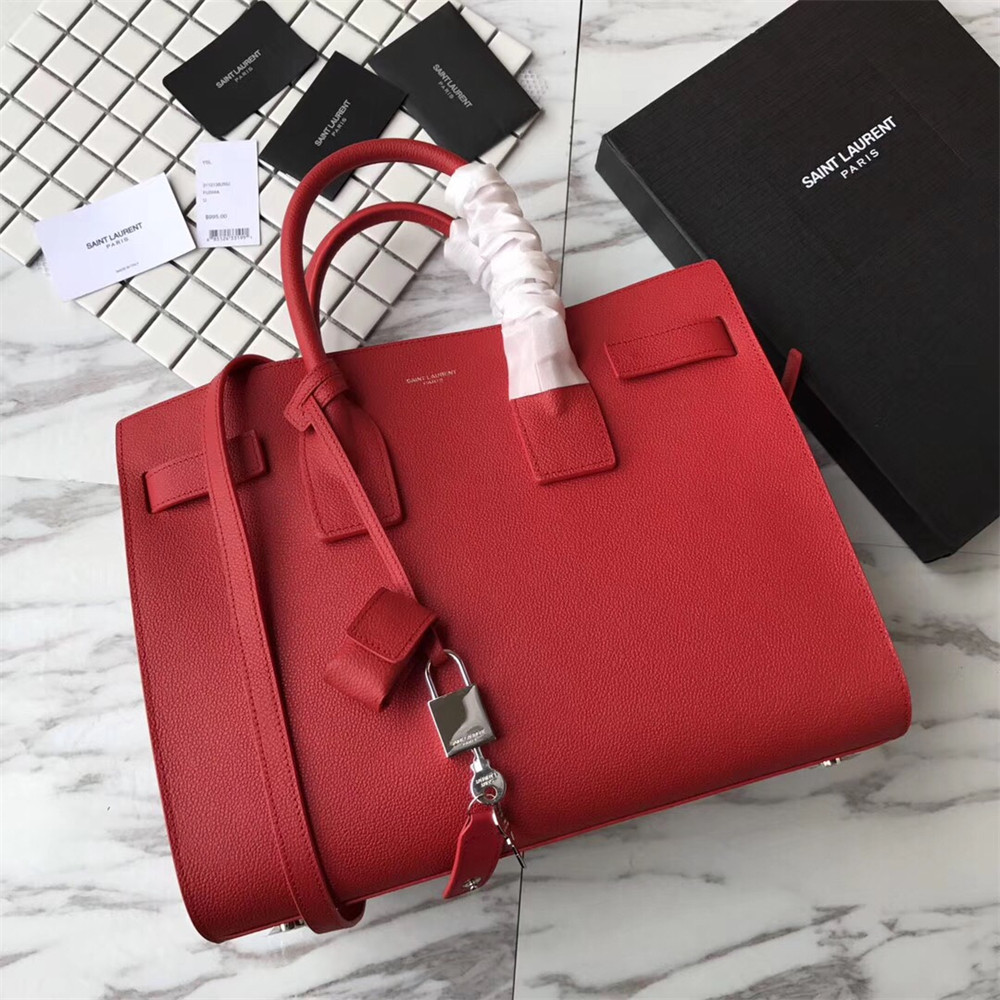 Y*L sac de jour small in grained leather red