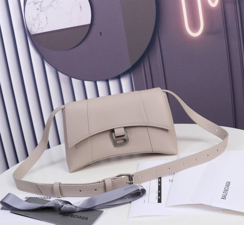 Ba*len*cia*ga women's hourglass wallet shoulder bag in grey l9 x h5.9 x w3.9 inch