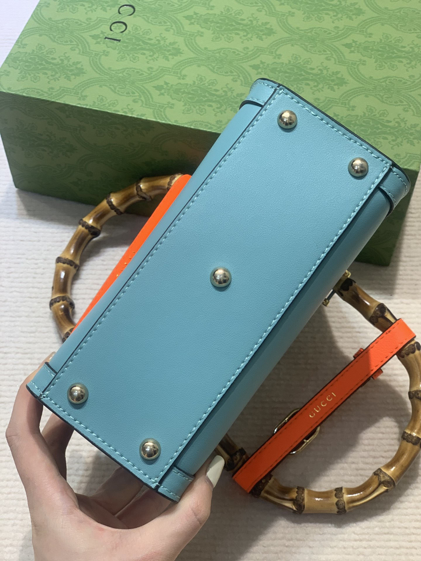 G*u*i diana mini tote bag blue 20w x 16h x 10d cm