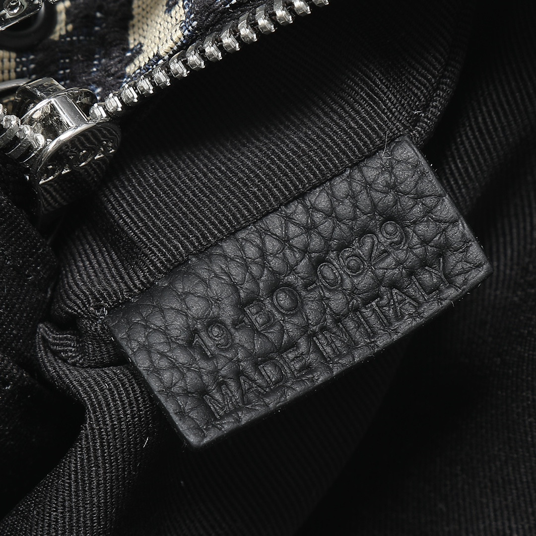 D*or safari bag with strap  beige and black D*or oblique jacquard 8.5 x 6 x 2.5 inches