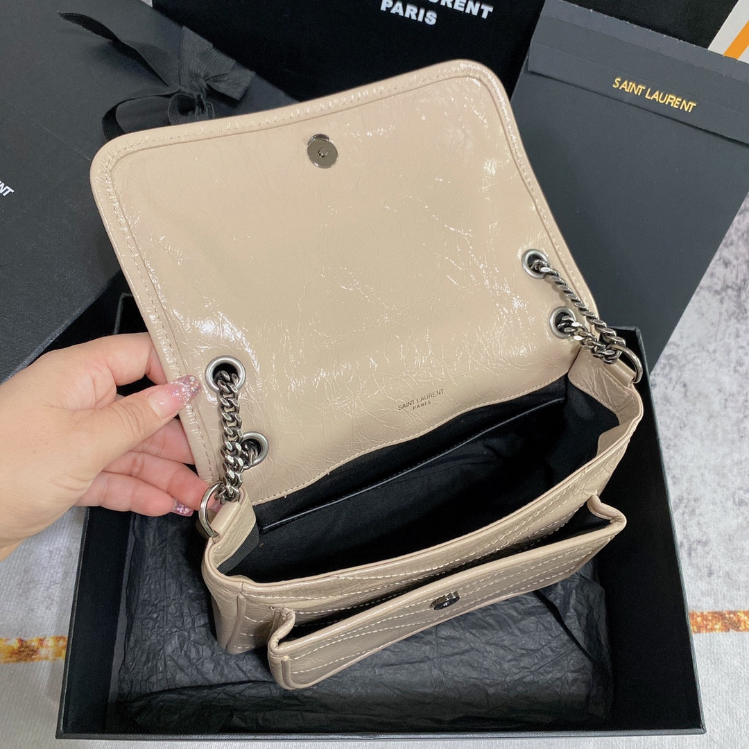 Y*L niki baby in vintage leather beige 8.2 x 6 x 2.9 inches