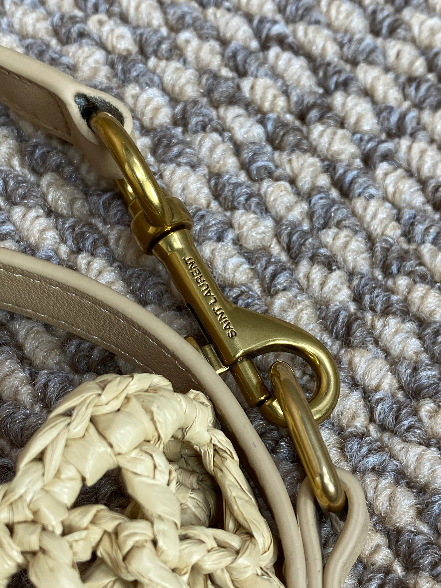 Y*L oxalis bag in raffia macramÉ  color natural 14.6x15.7x1.2inches