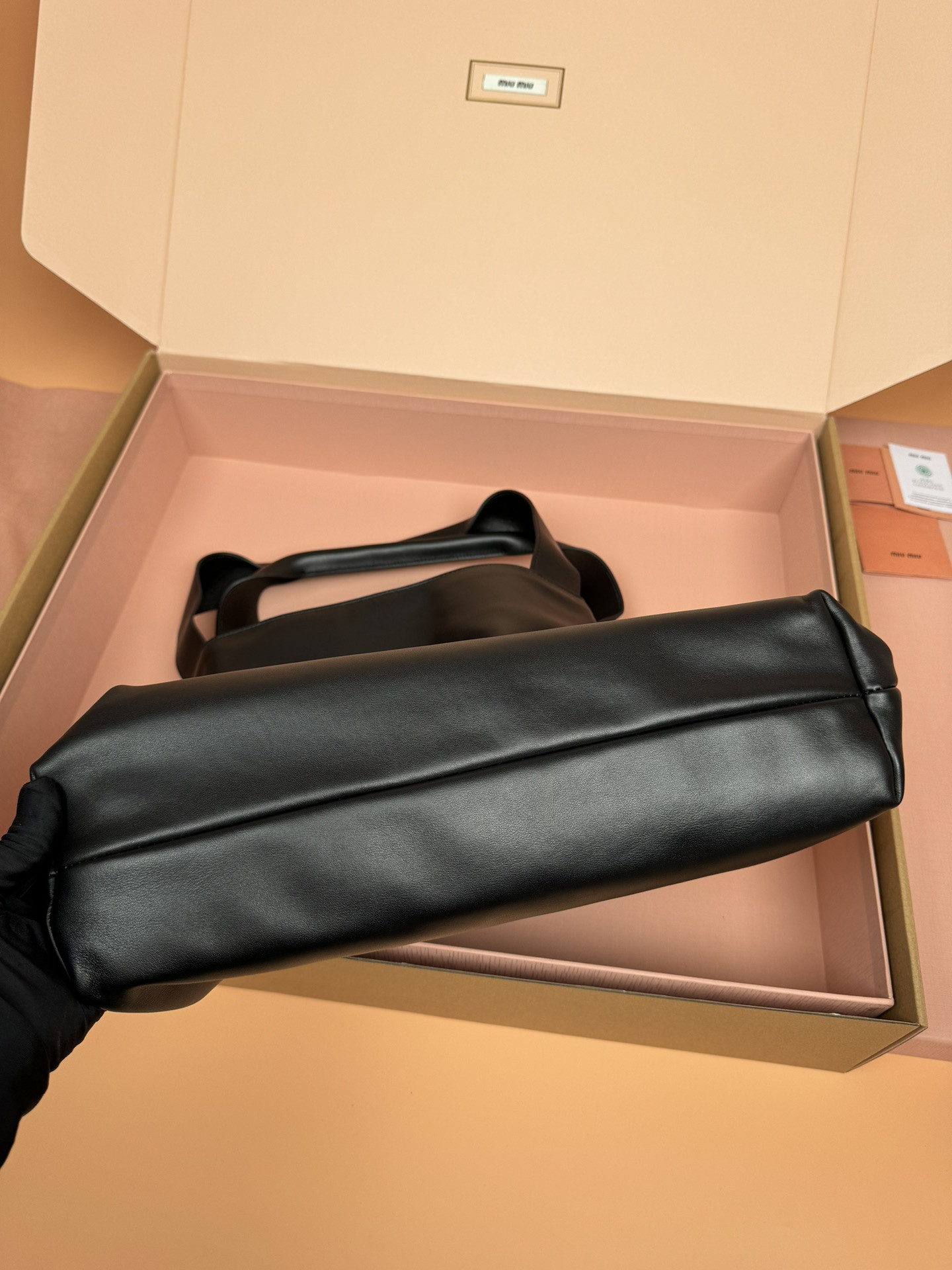 Miu Miu Leather Hobo Bag 39x38.5x11cm